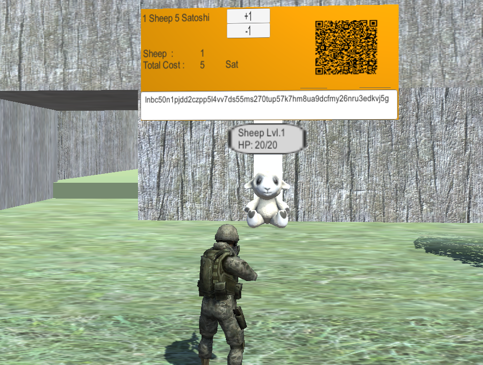 A Lightning QR Code inside the game